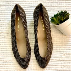 Gucci by Pucci Vintage glitter kitten heel loafer